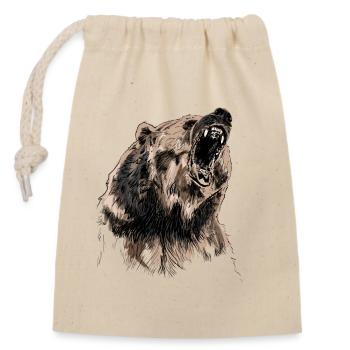 bear - Closable cotton gift bag (14x20cm) - nature - Front