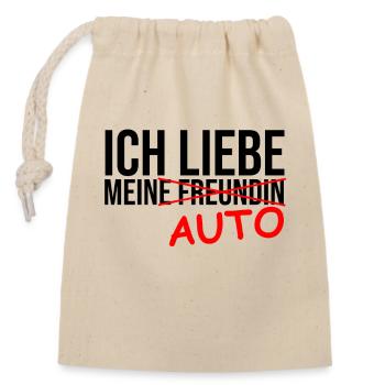  ICH LIEBE AUTO Design - T-Shirt für Autofans - Verschließbarer Geschenkbeutel aus Baumwolle (14x20cm) - Natur - Vorne