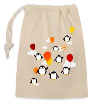 Penguins (balloons) - Closable cotton gift bag (14x20cm) - nature - Front