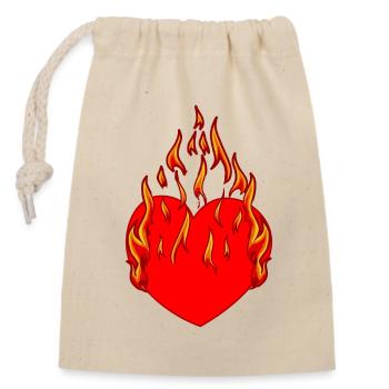 Coeur ardent valentine feu flamme romantique - Sac cadeau en coton avec cordon (14 x 20 cm) - nature - Devant