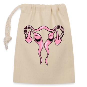 Utérus du majeur avec cils - Sac cadeau en coton avec cordon (14 x 20 cm) - nature - Devant