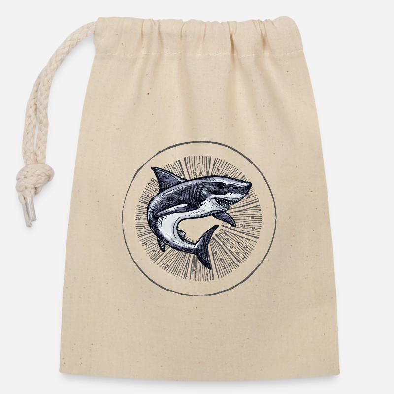 Dancing Shark - Closable cotton gift bag (14x20cm) - nature