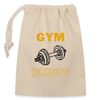 Gym Buddy - Verschließbarer Geschenkbeutel aus Baumwolle (14x20cm) - Natur - Vorne