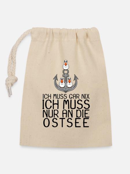 Ostsee Urlaub Geschenk - Verschließbarer Geschenkbeutel aus Baumwolle (14x20cm) - Natur