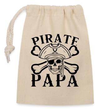Pirate Papa Citation amusante pour les pirates - Sac cadeau en coton avec cordon (14 x 20 cm) - nature - Devant
