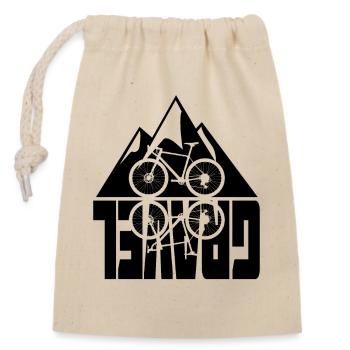 Gravel Bike Berge Spiegelung Fahrrad Motiv - Verschließbarer Geschenkbeutel aus Baumwolle (14x20cm) - Natur - Vorne