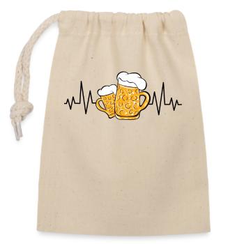 Beer glass with heartbeat beer pulse ECG - Closable cotton gift bag (14x20cm) - nature - Front