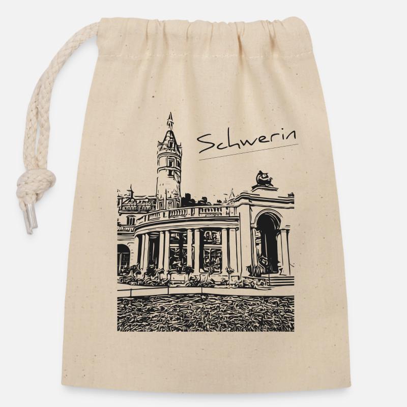 Schwerin Schweriner Schlossgarten - Verschließbarer Geschenkbeutel aus Baumwolle (14x20cm) - Natur
