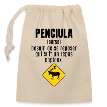 Mot étranger Intraduisible : Penciula (corse) - Sac cadeau en coton avec cordon (14 x 20 cm) - nature - Devant