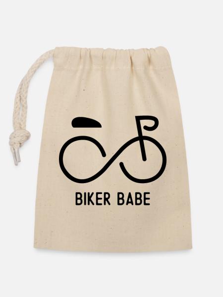 Biker Babe - Verschließbarer Geschenkbeutel aus Baumwolle (14x20cm) - Natur