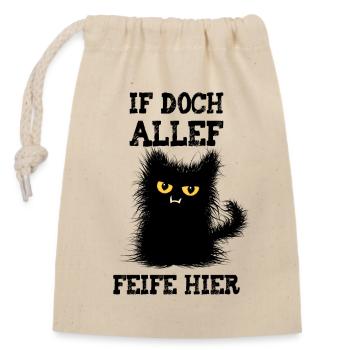 Allef Feife Here Wuschelige Cat Muffle Pussy Mieze - Closable cotton gift bag (14x20cm) - nature - Front