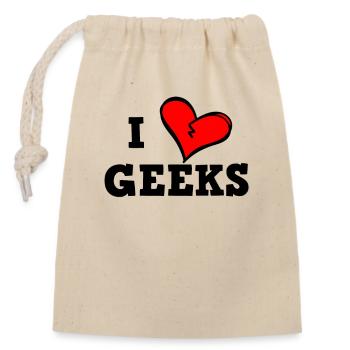 J’adore les geeks - Sac cadeau en coton avec cordon (14 x 20 cm) - nature - Devant