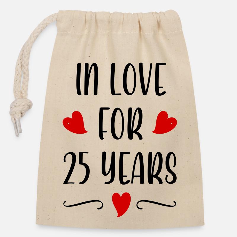 silver wedding - Closable cotton gift bag (14x20cm) - nature