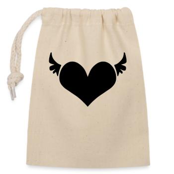 Heart Angel Wings - Closable cotton gift bag (14x20cm) - nature - Front