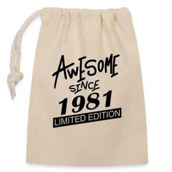 1981 - Born 1981 - Closable cotton gift bag (14x20cm) - nature - Front