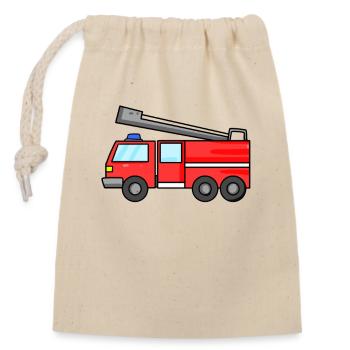 Voiture de pompiers - Sac cadeau en coton avec cordon (14 x 20 cm) - nature - Devant