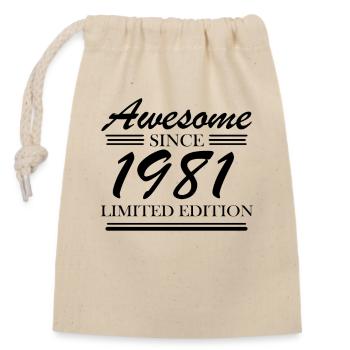 1981 - Born 1981 - Closable cotton gift bag (14x20cm) - nature - Front