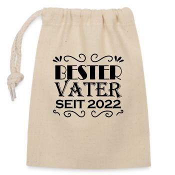 Bester Vater seit 2022 - Verschließbarer Geschenkbeutel aus Baumwolle (14x20cm) - Natur - Vorne