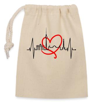 Berlin Skyline Heartbeat Heart Love Love Berliners - Sac cadeau en coton avec cordon (14 x 20 cm) - nature - Devant