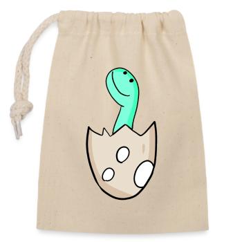 Motif Dino d’œuf de dinosaure - Sac cadeau en coton avec cordon (14 x 20 cm) - nature - Devant
