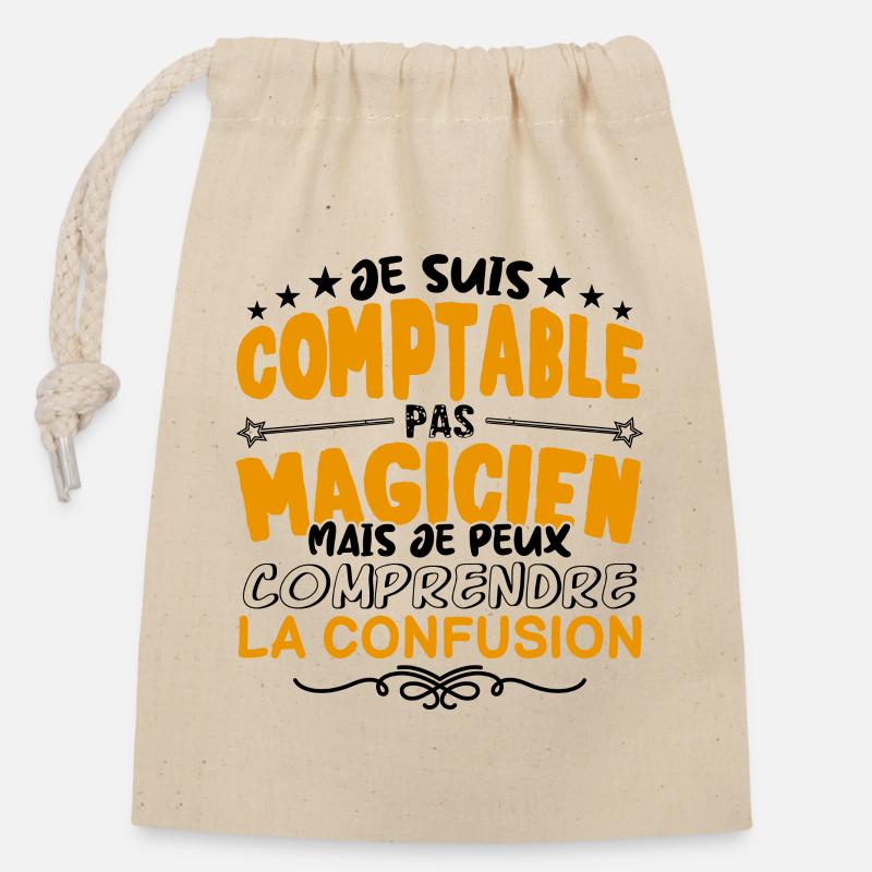 Comptable pas Magicien | le Meilleur Comptable ca - Sac cadeau en coton avec cordon (14 x 20 cm) - nature