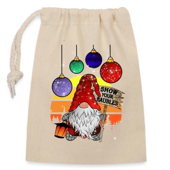 Elfes de Noël avec des boules de sapin de Noël - Sac cadeau en coton avec cordon (14 x 20 cm) - nature - Devant