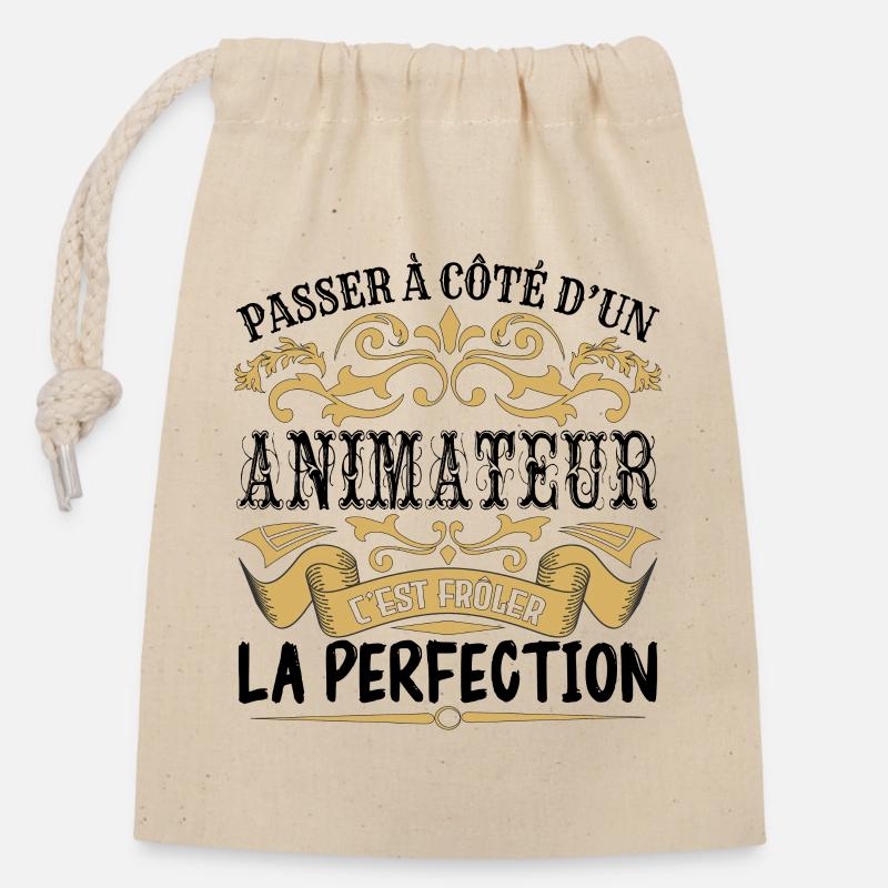 Animateur | le Meilleur cadeau Animateur - Sac cadeau en coton avec cordon (14 x 20 cm) - nature