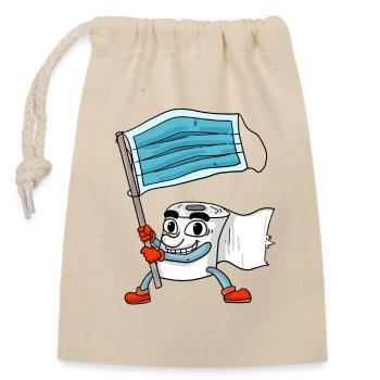 Drapeau de masque de papier toilette - Sac cadeau en coton avec cordon (14 x 20 cm) - nature - Devant