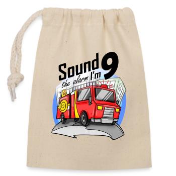 9 ans Jeune voiture de pompiers - Sac cadeau en coton avec cordon (14 x 20 cm) - nature - Devant