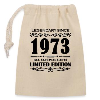 Born 1973 - Closable cotton gift bag (14x20cm) - nature - Front