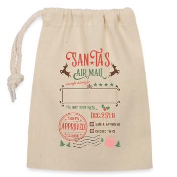 Sac cadeau américain pour Noël - Sac cadeau en coton avec cordon (14 x 20 cm) - nature - Devant