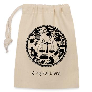 Zodiac sign Libra 001 black - Closable cotton gift bag (14x20cm) - nature - Front