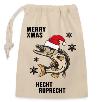 Pêche « Hecht Ruprecht » capture et remise à l’eau de Noël - Sac cadeau en coton avec cordon (14 x 20 cm) - nature - Devant