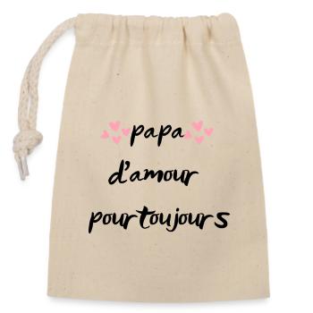 papa d'amour pour toujours - Sac cadeau en coton avec cordon (14 x 20 cm) - nature - Devant