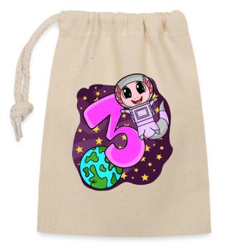 3 Birthday Axolotl - 3 years old gift - Closable cotton gift bag (14x20cm) - nature - Front