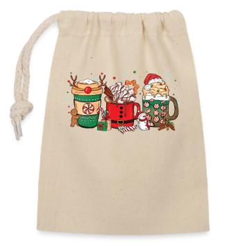 Weihnachten Heiße Schokolade Tasse - Verschließbarer Geschenkbeutel aus Baumwolle (14x20cm) - Natur - Vorne