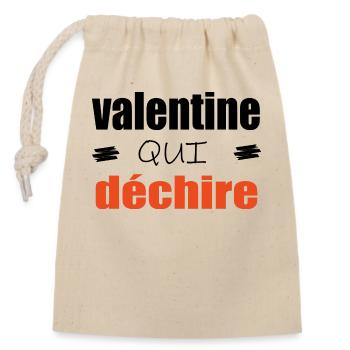 Valentine Qui Déchire Couple Saint Valentin Humour - Sac cadeau en coton avec cordon (14 x 20 cm) - nature - Devant