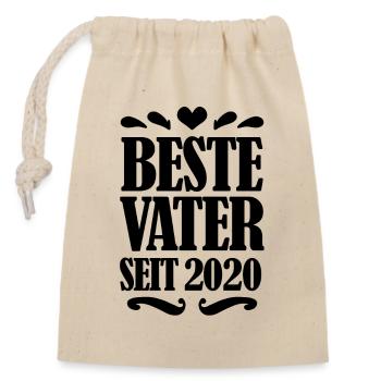 Bester Vater seit 2020 - Verschließbarer Geschenkbeutel aus Baumwolle (14x20cm) - Natur - Vorne