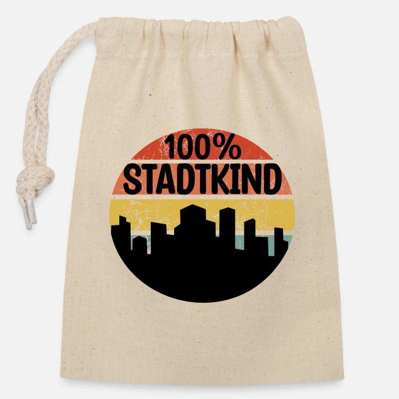 Stadtkind - Verschließbarer Geschenkbeutel aus Baumwolle (14x20cm) - Natur
