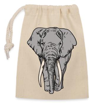 Éléphant d’afrique - Sac cadeau en coton avec cordon (14 x 20 cm) - nature - Devant
