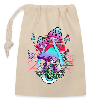 Champignons Psychédéliques - Retro Wave Sunset - Sac cadeau en coton avec cordon (14 x 20 cm) - nature - Devant