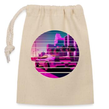 Retro Wave Sport 80s Vaporwave Sunset - Closable cotton gift bag (14x20cm) - nature - Front