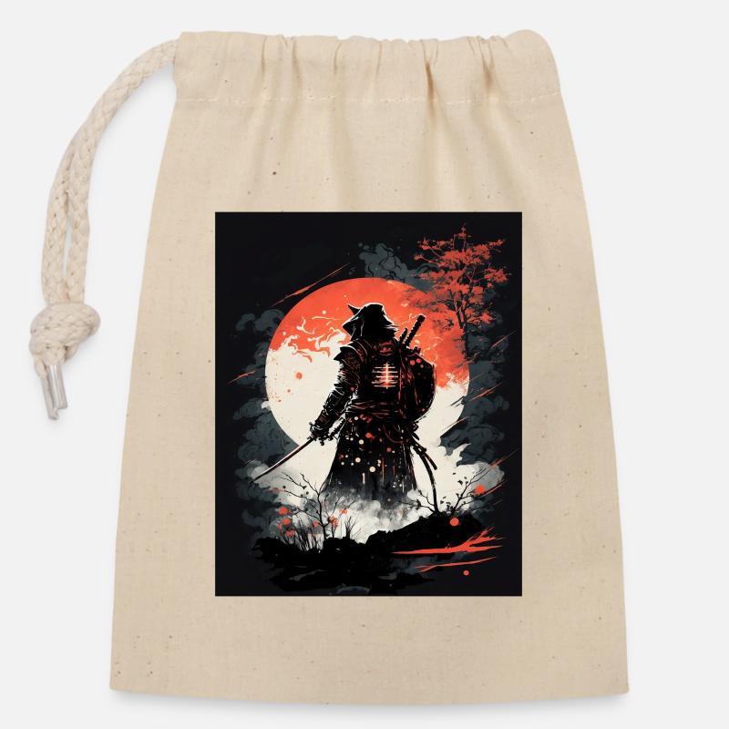 Japanese Samurai Warrior - Closable cotton gift bag (14x20cm) - nature