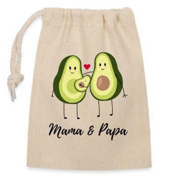 Mama & Papa Avocados Familie - Verschließbarer Geschenkbeutel aus Baumwolle (14x20cm) - Natur - Vorne