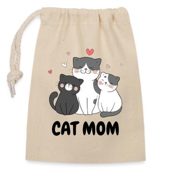 Chat Maman Chats Cœurs Chat Amour - Sac cadeau en coton avec cordon (14 x 20 cm) - nature - Devant
