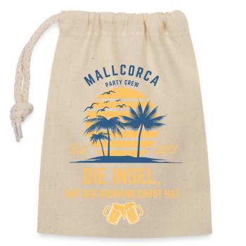 Retro Mallorca Party Motiv-Urlaubsmotiv - Verschließbarer Geschenkbeutel aus Baumwolle (14x20cm) - Natur - Vorne