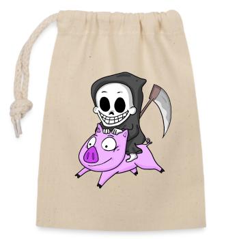 Grim Reaper Pig - Closable cotton gift bag (14x20cm) - nature - Front