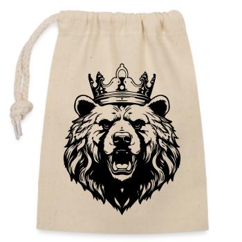 Ours Grizzly Roi de la Couronne - Sac cadeau en coton avec cordon (14 x 20 cm) - nature - Devant