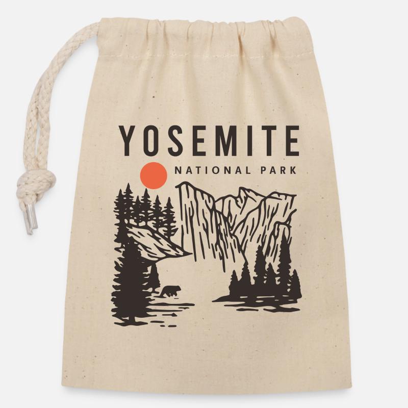 Parc national de Yosemite - Sac cadeau en coton avec cordon (14 x 20 cm) - nature