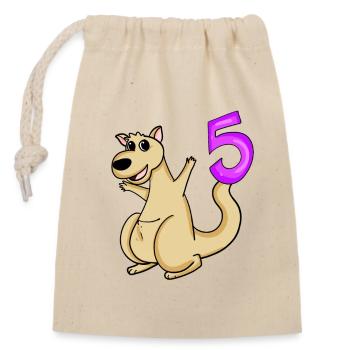 5 Birthday 5 Year Old with Animal Motif - Five - Closable cotton gift bag (14x20cm) - nature - Front